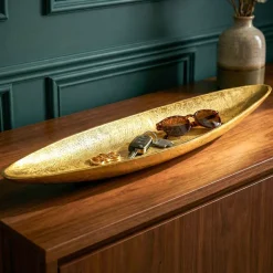 Dekoschale Gold Aluminium Schale Groß Alu Tischdeko Metall Wohnaccessoire Modern