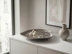 Dekoschale Metall 40cm Organisch Standdeko Tischdeko Schmuckteller Dekoteller