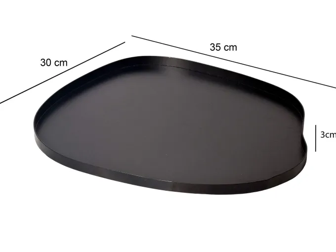 Dekotablett Metall 35cm Schwarz Dekoteller Tablett Organisch Handmade