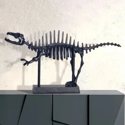 Deko T-Rex FineBuy Dino Fossil 62cm Alu Schwarz Dinosaurier Wohndeko Dekoration