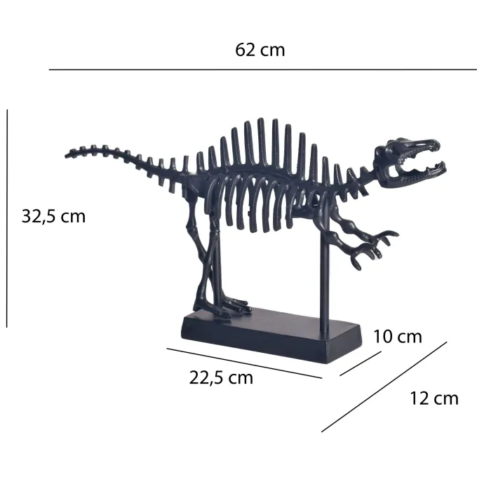 Deko T-Rex FineBuy Dino Fossil 62cm Alu Schwarz Dinosaurier Wohndeko Dekoration