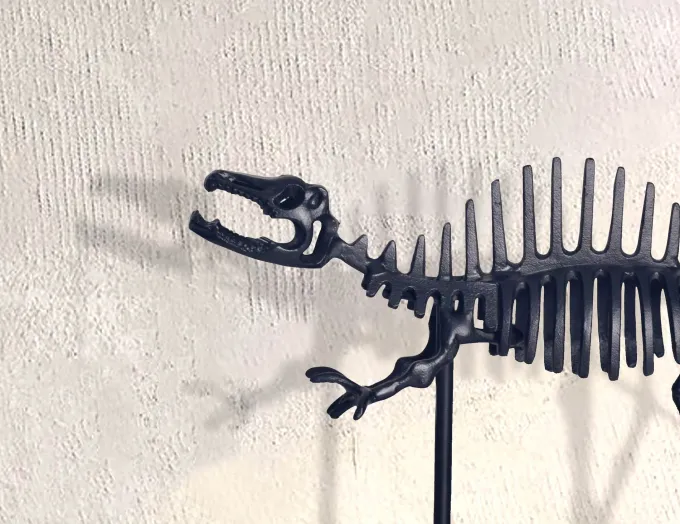 Deko T-Rex FineBuy Dino Fossil 62cm Alu Schwarz Dinosaurier Wohndeko Dekoration