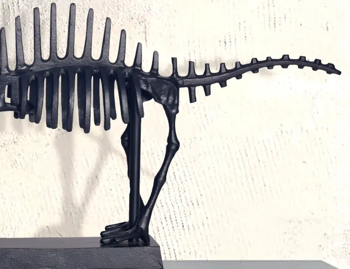 Deko T-Rex FineBuy Dino Fossil 62cm Alu Schwarz Dinosaurier Wohndeko Dekoration