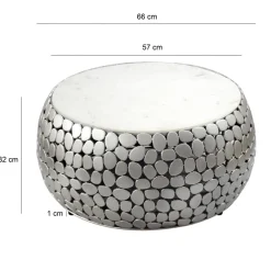 Design Couchtisch rund 66cm Aluminium Metall & Marmor Alu Wohnzimmertisch Tisch