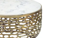 Design Metall Couchtisch Marmor Platte weiß Wohnzimmertisch Sofatisch rund 60cm
