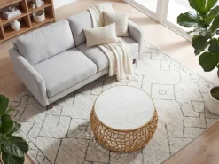 Design Metall Couchtisch mit Marmor Platte weiß Wohnzimmertisch Gold rund 60cm
