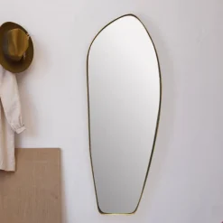Design Wandspiegel organische Form 90 cm moderner Spiegel asymmetrisch gold