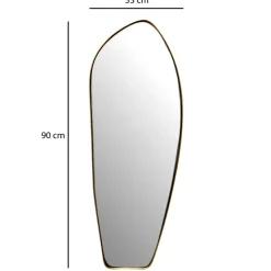 Design Wandspiegel organische Form 90 cm moderner Spiegel asymmetrisch gold