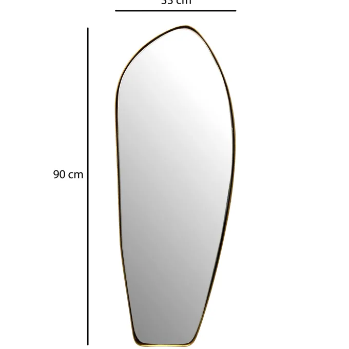 Design Wandspiegel organische Form 90 cm moderner Spiegel asymmetrisch gold