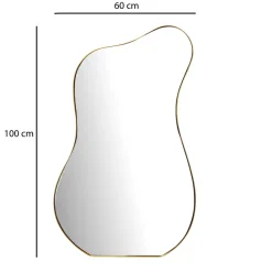 Design Wandspiegel organische Form 100 cm moderner Spiegel asymmetrisch gold