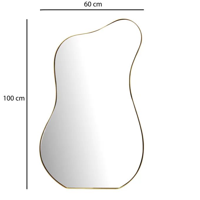 Design Wandspiegel organische Form 100 cm moderner Spiegel asymmetrisch gold