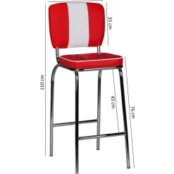 2er Set Barhocker American Diner Barstuhl 50er Jahre Retro Stuhl US Doppelpack