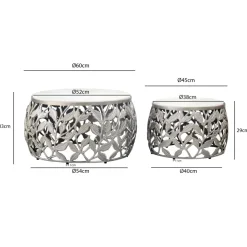 2er Set Couchtisch Marmor Metall rund Wohnzimmertisch Beistelltisch Satztisch