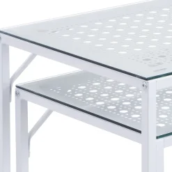 2er Set Konsolentische FineBuy Flurtische Metall Glasplatte Modern Industrial