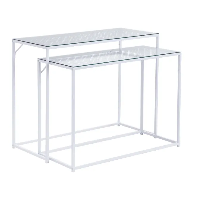 2er Set Konsolentische FineBuy Flurtische Metall Glasplatte Modern Industrial
