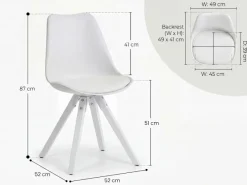 2er Set Retro Esszimmerstuhl Weiße Beine Polsterstuhl Küchenstuhl Kunstleder