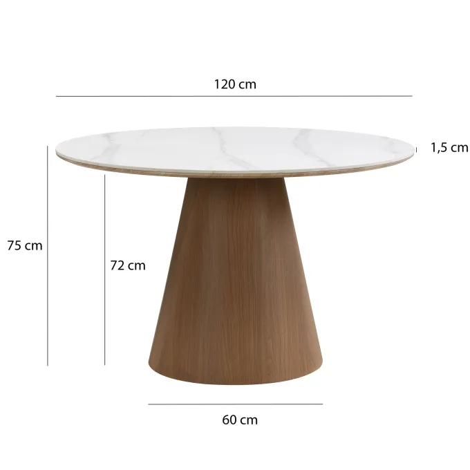 Esstisch 120cm Sinterstein Esszimmertisch rund Küchentisch Metall 6 Personen