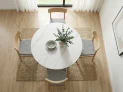 Esstisch 120cm Sinterstein Esszimmertisch rund Küchentisch Metall 6 Personen