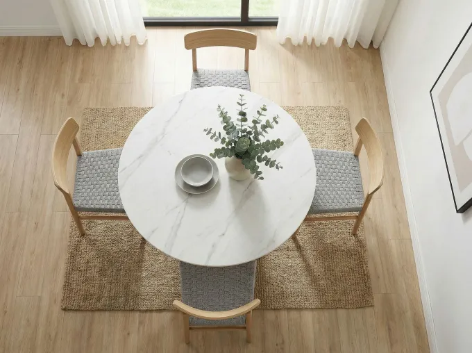 Esstisch 120cm Sinterstein Esszimmertisch rund Küchentisch Metall 6 Personen