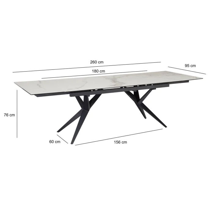 Esstisch FineBuy Esszimmertisch 180 - 260 cm Keramiktisch Ausziehbar Keramik