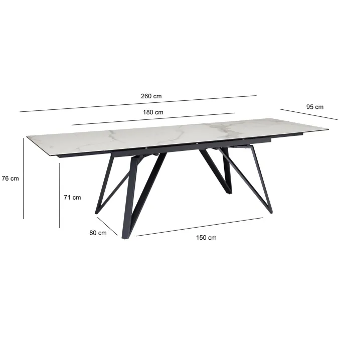 Esstisch FineBuy Esszimmertisch 180 - 260 cm Ausziehbar Keramik Keramiktisch