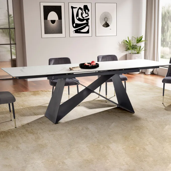 Esstisch FineBuy Esszimmertisch 180 - 260 cm Ausziehbar Keramik Keramiktisch