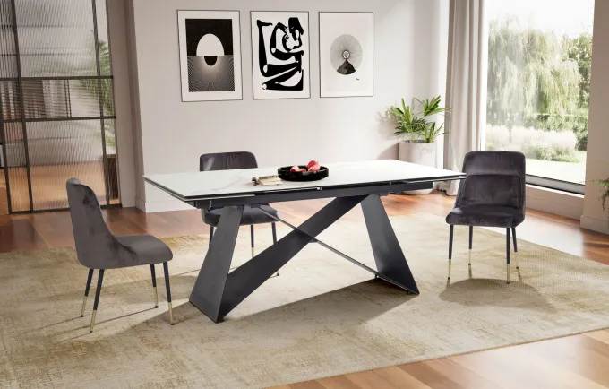 Esstisch FineBuy Esszimmertisch 180 - 260 cm Ausziehbar Keramik Keramiktisch