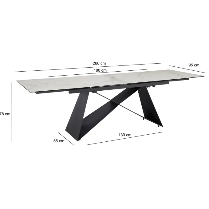 Esstisch FineBuy Esszimmertisch 180 - 260 cm Ausziehbar Keramik Keramiktisch