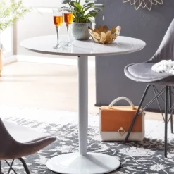 Esstisch FineBuy Esszimmertisch Rund 75x75x74cm Weiß Hochglanz Küchentisch Tisch