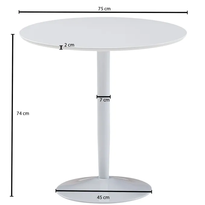 Esstisch FineBuy Esszimmertisch Rund 75x75x74cm Weiß Hochglanz Küchentisch Tisch