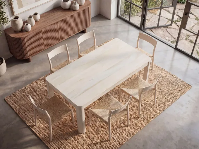 Esstisch Massivholz 120cm Esszimmertisch White Wash Küchentisch 6 Personen Tisch