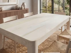 Esstisch Massivholz 120cm Esszimmertisch White Wash Küchentisch 6 Personen Tisch