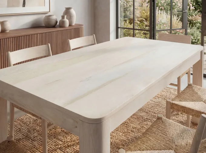 Esstisch Massivholz 120cm Esszimmertisch White Wash Küchentisch 6 Personen Tisch
