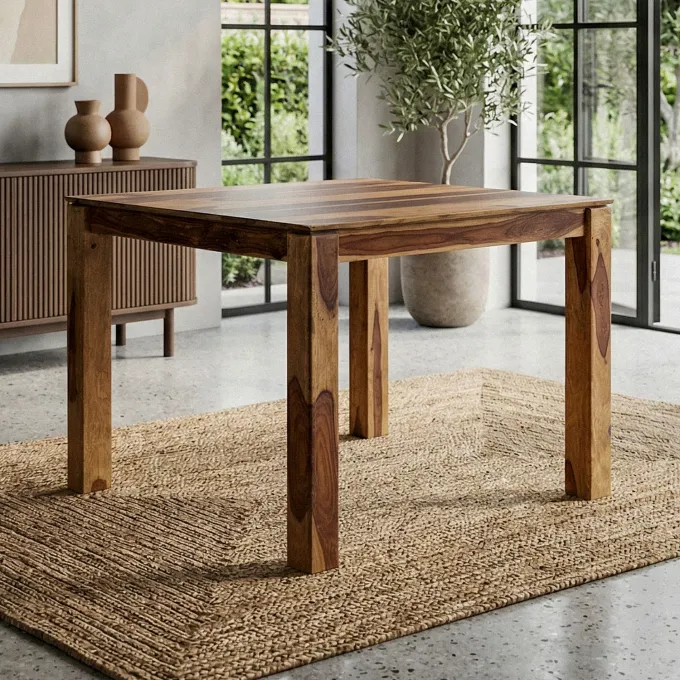 Esstisch Massivholz 80cm Esszimmertisch Sheesham Küchentisch 4 Personen Tisch
