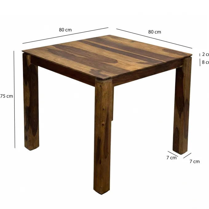 Esstisch Massivholz 80cm Esszimmertisch Sheesham Küchentisch 4 Personen Tisch