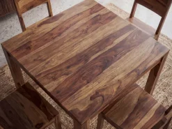Esstisch Massivholz 80cm Esszimmertisch Sheesham Küchentisch 4 Personen Tisch