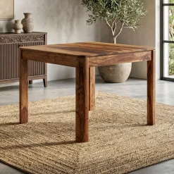 Esstisch Massivholz 80cm Esszimmertisch Sheesham Küchentisch 4 Personen Modern