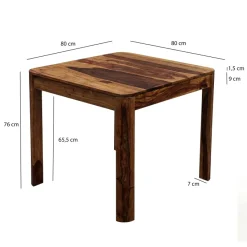 Esstisch Massivholz 80cm Esszimmertisch Sheesham Küchentisch 4 Personen Modern