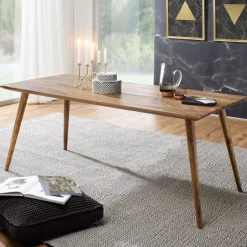 Esstisch natur braun Esszimmertisch Sheesham Küchentisch rustikal Massiv Holz