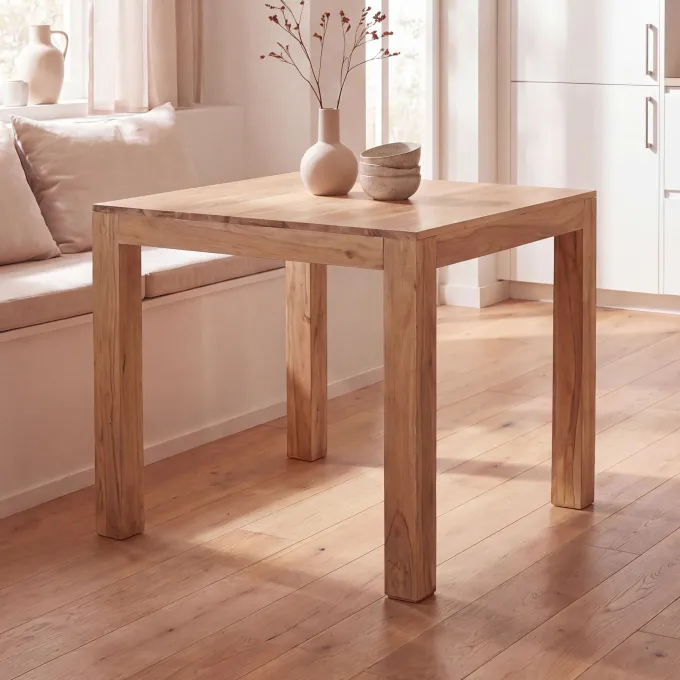 Esstisch quadratisch Massiv 80 x 80 cm Akazie Küchentisch Esszimmer Tisch