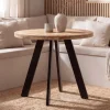 Esstisch rund Ø80 cm Mango Massivholz Küchentisch Esszimmertisch Industrial Stil