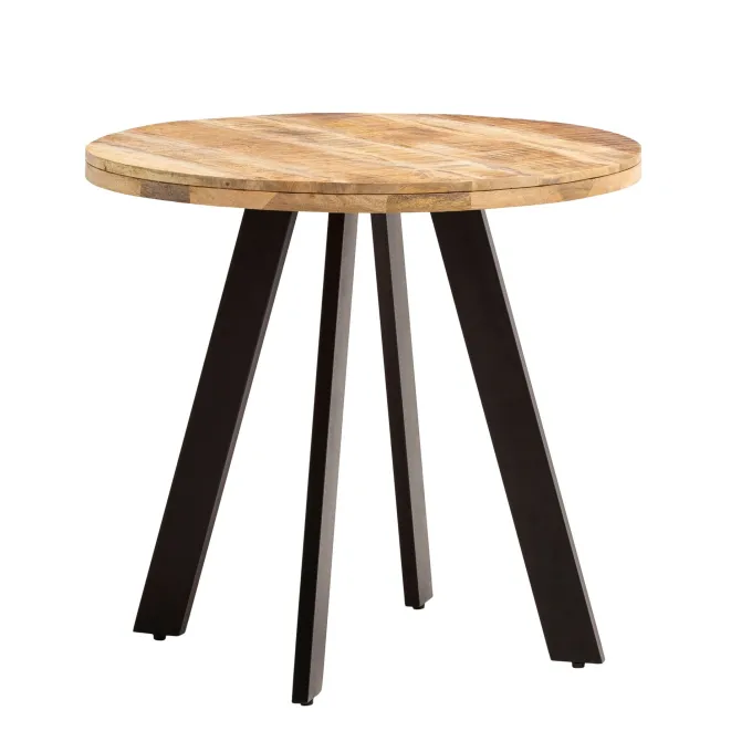 Esstisch rund Ø80 cm Mango Massivholz Küchentisch Esszimmertisch Industrial Stil