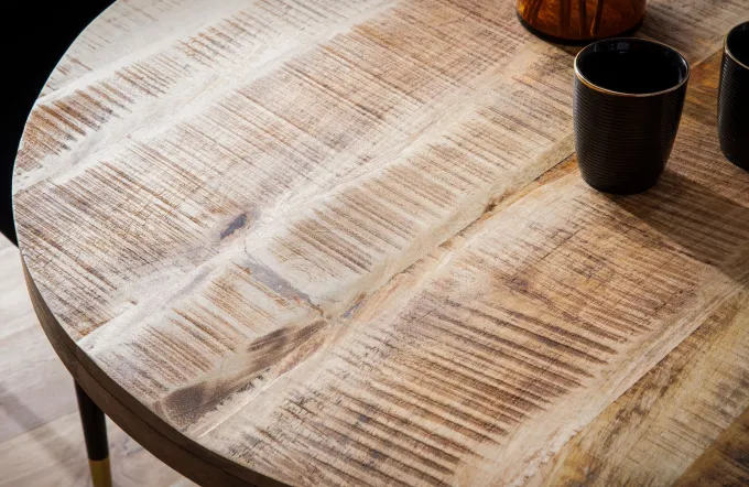 Esstisch rund Ø80 cm Mango Massivholz Küchentisch Esszimmertisch Industrial Stil