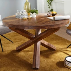 Esstisch rund Ø120cm Massivholz Design Esszimmertisch für 4 Personen Küchentisch