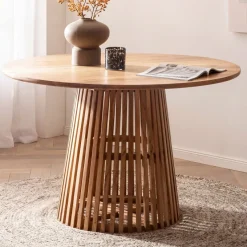 Esstisch rund Ø 120 Massivholz Natur Esszimmertisch Design Küchentisch massiv