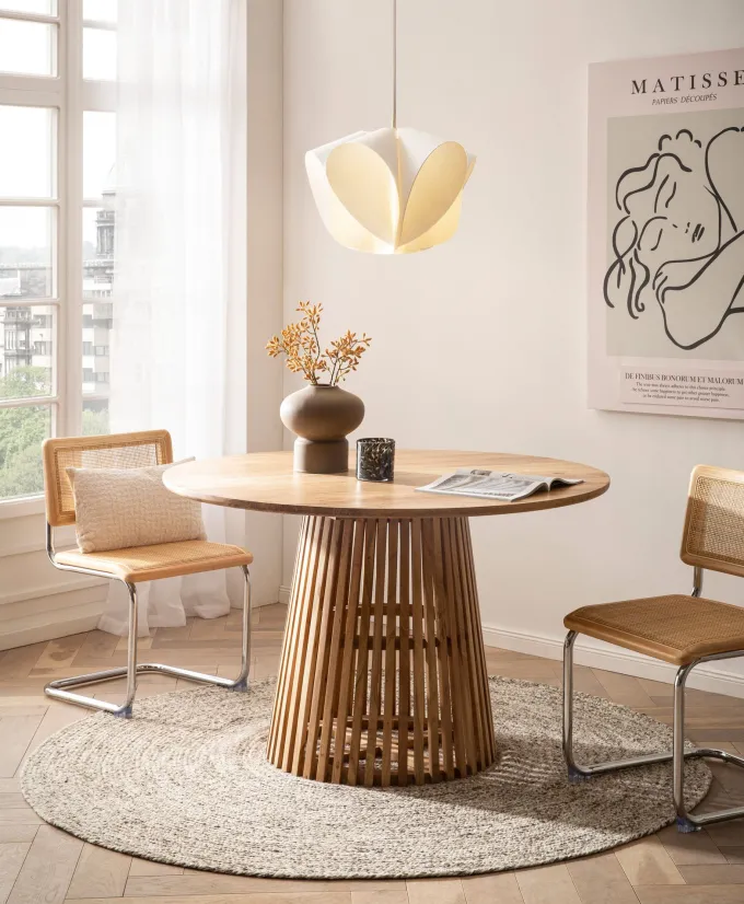 Esstisch rund Ø 120 Massivholz Natur Esszimmertisch Design Küchentisch massiv