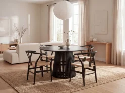 Esstisch rund Ø 120 Massivholz Schwarz Esszimmertisch Design Küchentisch massiv