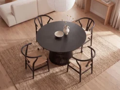 Esstisch rund Ø 120 Massivholz Schwarz Esszimmertisch Design Küchentisch massiv