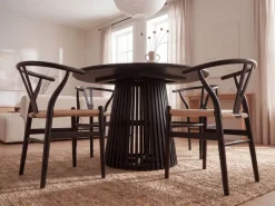Esstisch rund Ø 120 Massivholz Schwarz Esszimmertisch Design Küchentisch massiv