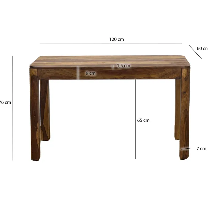 Esstisch Sheesham Massivholz 120cm Rechteckiger Esszimmertisch Küchentisch